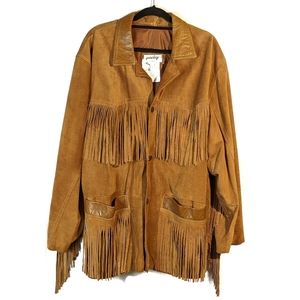 Vintage Boho Fringe Leather Jacket Oversized 4